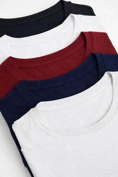 CLIPMAN Ανδρικό μπλουζάκι Regular Fit Basic, σετ 5 τεμαχίων