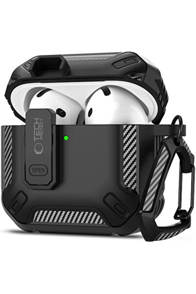Tech-Protect Θήκη Carbonox Σιλικόνης σε Μαύρο χρώμα για Apple AirPods 4
