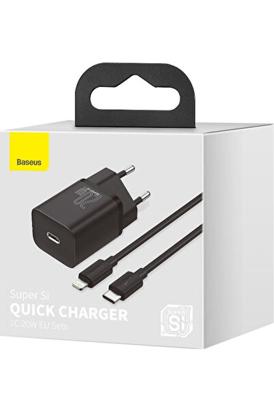 Baseus Încărcător cu port USB-C și cablu USB-C - Lightning, 20W Power Deliver...