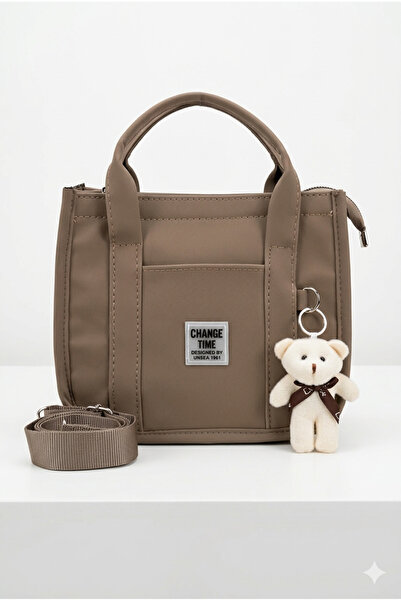 vattara Μαύρη πάνινη τσάντα χειρός και ώμου με αξεσουάρ αρκουδάκι, καθημερινή...