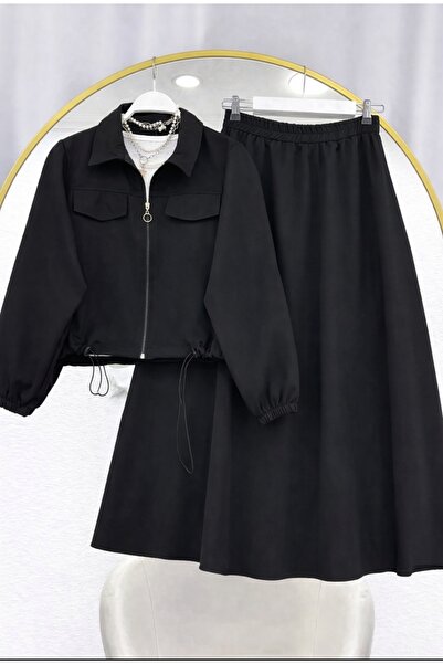 MODA VEDAT Set fustă cu buzunare pentru femei -0550