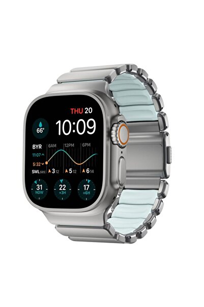 Nomad Στράτος Μπάντα Τιτανίου Παγωμένο Μπλε Λάμψη FKM AW 45/46/49mm