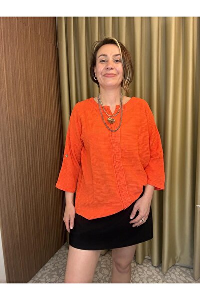 MU&ME BOUTİQUE Bluz Muslin Gold Button Detail