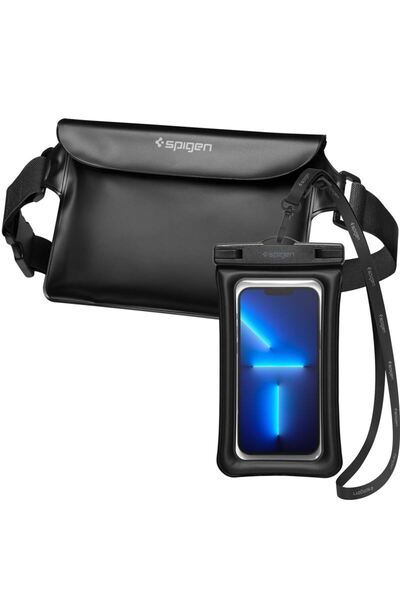 Spigen Αδιάβροχη Πλωτή Θήκη Aqua Shield + Αδιάβροχη Τσάντα Μέσης A621 Σετ, μαύρο