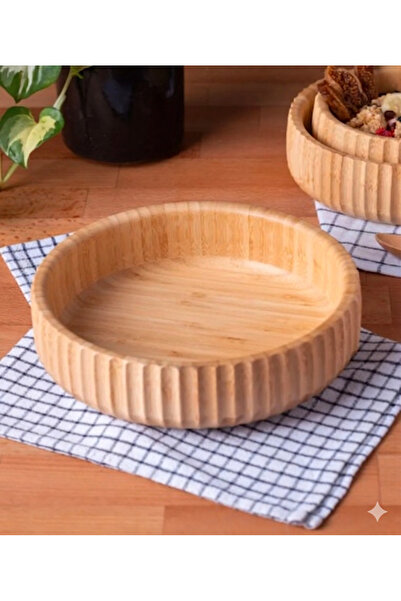 GLASS HOME Bamboo Striped Bowl 19 cm Fruit Bowl Bread Bowl Salad Appetizer Bo...