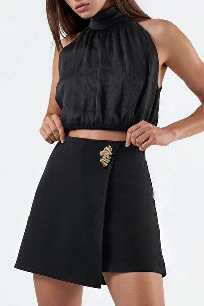 Hiccup Μίνι σορτς φούστα με λεπτομέρεια αξεσουάρ QU STYLE