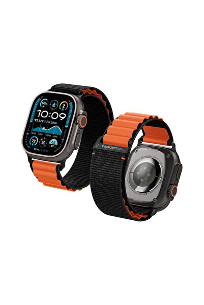 Spigen Wbf1 Υφασμάτινο Λουράκι Μαύρο Πορτοκαλί (Apple Watch 44/45/46/49 mm - ...