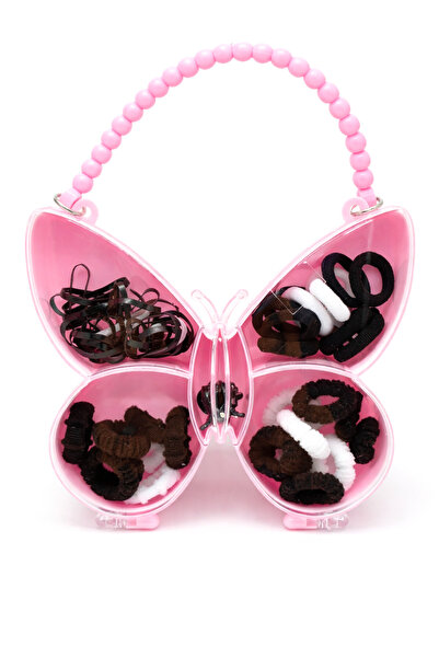 MakeWell Girl's Pink Butterfly Boxed Hair Clip Set with Rubber Clips, Snap Cl...