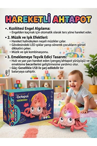 Tıfıl Toys Hareketli Müzikli Işıklı Engelden Kaçan Sensörlü Eğitici Emekleme ...
