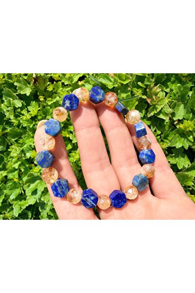 mucize SİTRİN- LAPİS LAZULİ 7A KALİTE DOĞALTAŞ TASARIM BİLEKLİK