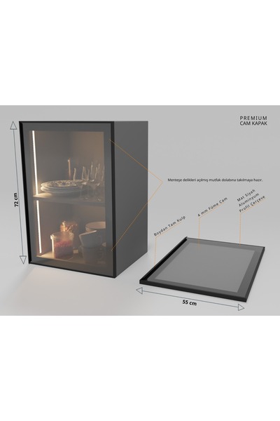 SUMUAS Alüminyum Çerçeveli Cam Dolap Kapağı – 72cm X 55cm - Modern Mutfak & V...