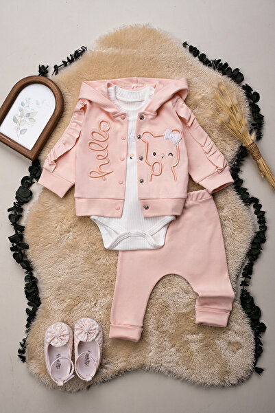 Hopy Kids 1028 Embroidered 100% Cotton 3-Piece Baby Set 3-6-9 Months Compact ...