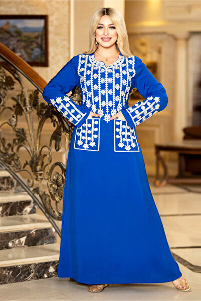 AsrymShop Abaya for Reception Parties, Light Viscose Cotton, Embroidered, Whi...