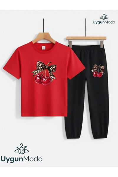 UygunModa SET TRICOU ȘI PANTALONI DE TRENING CU IMPRIMEU Cireșe și Panglici (...