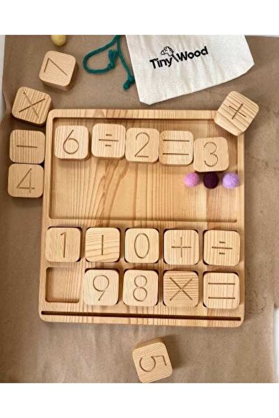 tiny wood Wooden Number Counting Board |   Montessori Math Game |   Natural W...