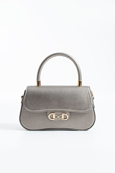 DEV 3 ADAM NÇS Σκούρο Γκρι Καλυμμένο Κουτί Μπαγκέτας Τσάντα Χιαστί Γυναικεία