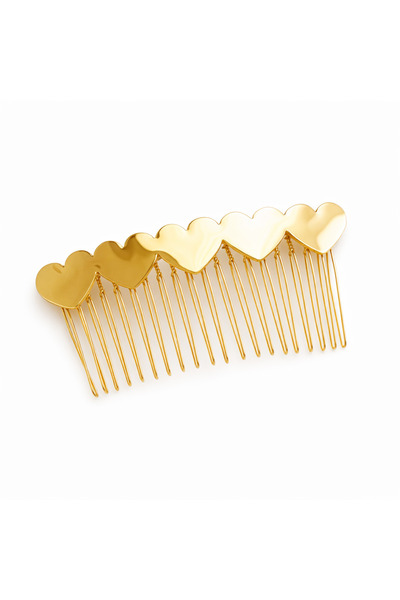 Venus Design Μεταλλική χτένα με κουμπί και κλιπ