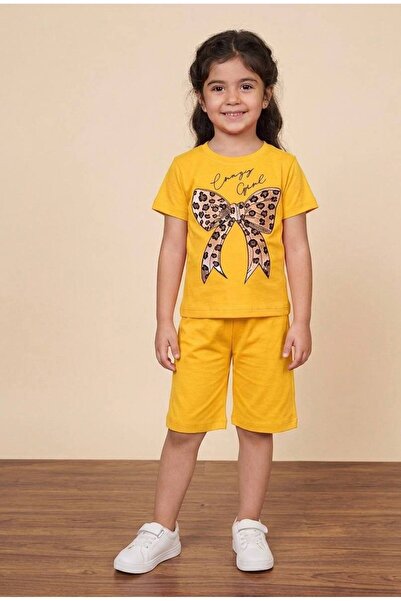 Milanlı Kids Κοριτσίστικο Βαμβακερό Καλοκαιρινό Σετ (Μπλούζα & Σορτς)