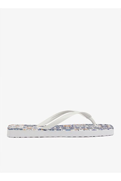 VOICES Slim Amalfi Women's Flip Flops With Square Shape Printed Sole-White, s...