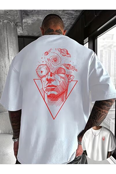 AEMİ Μπλουζάκι Unisex Galaxy με στάμπα ανάποδου τριγώνου και εγγραφή εγκεφάλο...