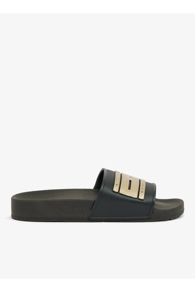 VOICES Slide London Women's Anti Slip Sole Single Strap Sandals-Black/Gold, s...