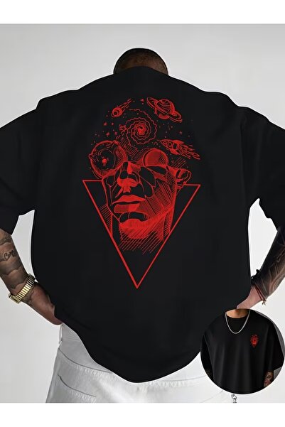 AEMİ Μπλουζάκι Unisex Galaxy με στάμπα ανάποδου τριγώνου και εγγραφή εγκεφάλο...