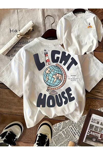 AEMİ Μπλουζάκι Unisex Lighthouse με στάμπα Oversize Crew Neck