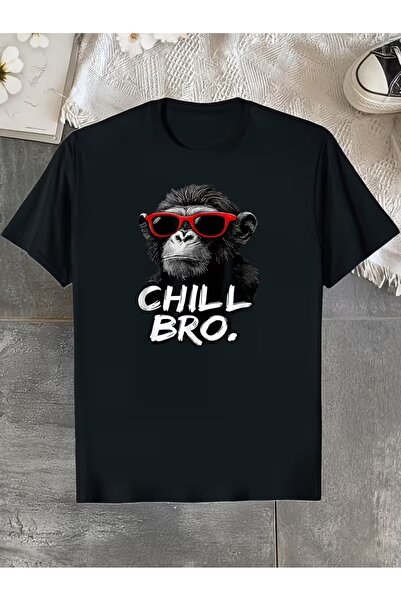 AEMİ Μπλουζάκι Unisex Chill Bro με στάμπα και μεγάλη λαιμόκοψη