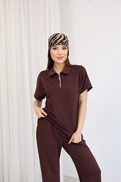 OTAKU Modal Fabric Zippered Polo Collar Comfortable Fit Daily Stylish Women's...