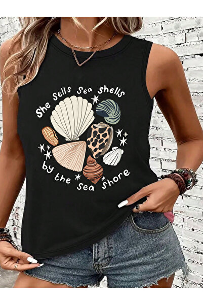 SUNFREE TREND MIX Αμάνικο εμπριμέ μπλουζάκι κανονικής εφαρμογής για γυναίκες ...