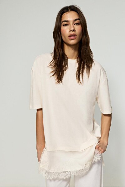LEFTIES Saten kenarlı t-shirt