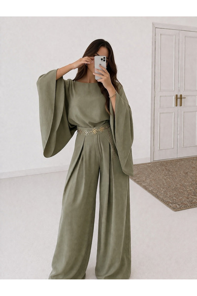 Ekim Store Σετ Παντελόνι και Μπλούζα Oversize με Μανίκια Νυχτερίδα