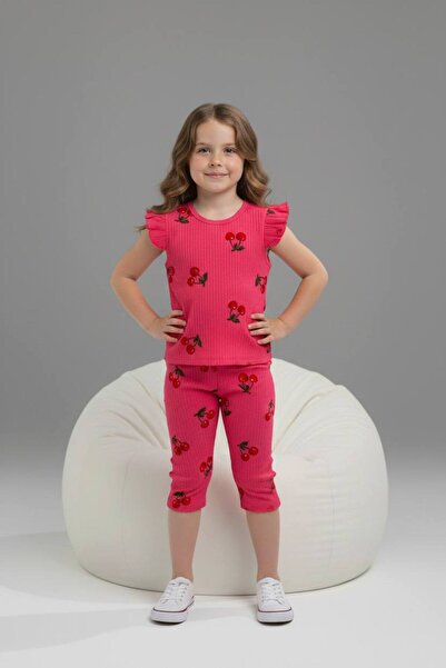 Yağmur Giyim PJKSKT Κοντομάνικο σετ για κορίτσια με βολάν από ύφασμα με σχέδι...