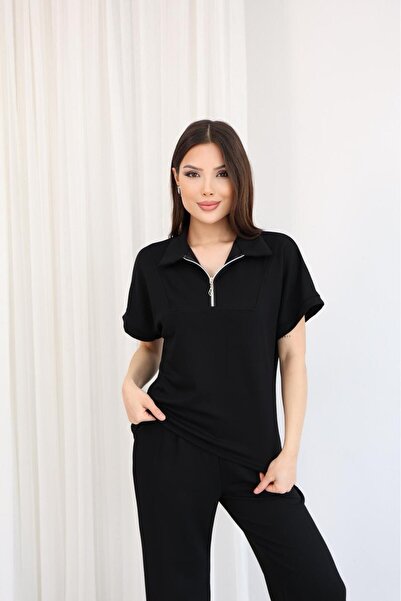 OTAKU Modal Fabric Zippered Polo Collar Comfortable Fit Daily Stylish Women's...