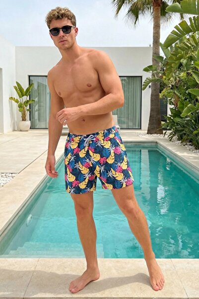 MADZEYMODA Σορτς κολύμβησης με ελαστικά κορδόνια και σχέδια, ανδρικό με επένδ...