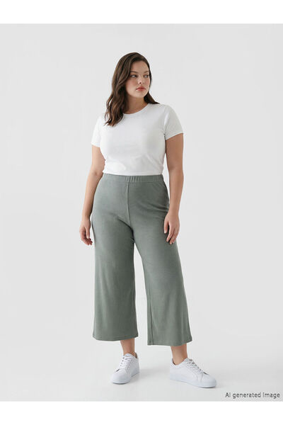 LC Waikiki Nevavm Striped Women's Trousers with Elastic Waist and Difference ...