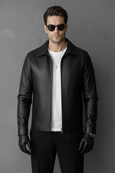 Montivo Νέας σεζόν Μαύρο Ανδρικό Δερμάτινο Μπουφάν Υψηλής Ποιότητας με Διαχρο...