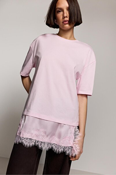LEFTIES Saten kenarlı t-shirt