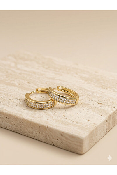 MAREM Zircon Stone Gold Color Hoop Earrings