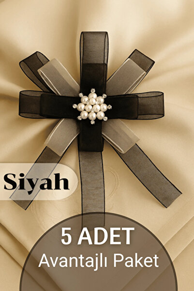 Dantelux 5 Adet Yıldız Bohça Süsleme Çiçeği (Bohça Çiçeği) Siyah