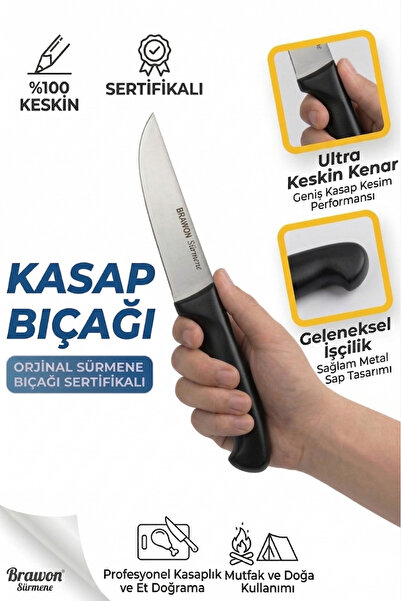 BRAWON DOOR HANDLES Sürmene Kasap Bıçağı Profesyonel Et Doğrama Kurban Mutfak...