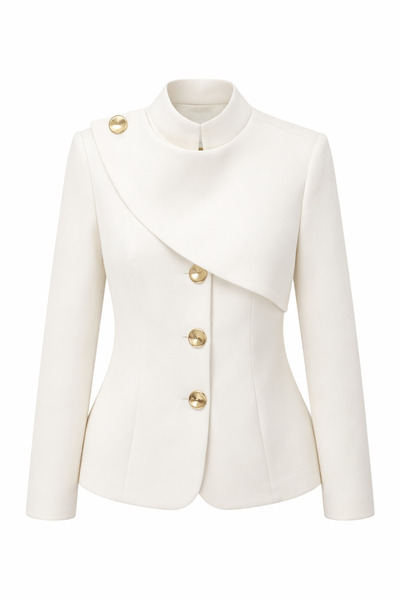 HAZELANNA Λευκό μπουφάν με χρυσά κουμπιά και λεπτομέρεια στο γιακά