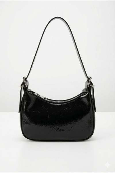 vattara Γυναικεία τσάντα μπαγκέτα, γυαλιστερή δερμάτινη τσάντα ώμου, κομψή τσ...