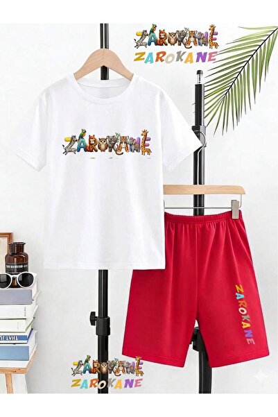 ZAROKANE Logo Printed Top and Shorts/T-Shirt Summer Kids' Two-Piece Set