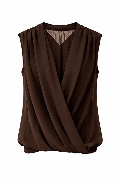 HAZELANNA Καφέ μπλούζα σιφόν