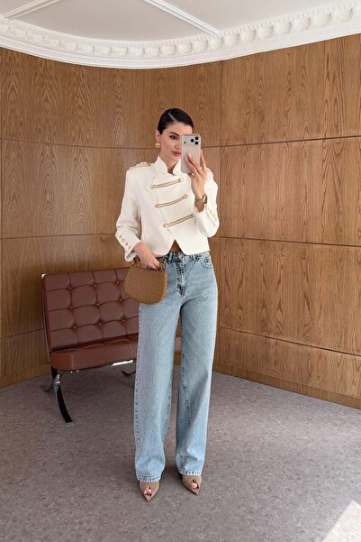 HAZELANNA Μπλε φαρδύ τζιν