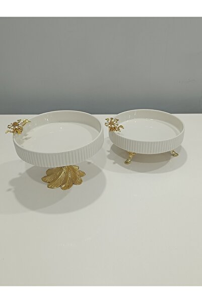 PARILTI HOME COLLECTİON 2-Piece Butterfly, Daisy Figured Porcelain, Serving P...