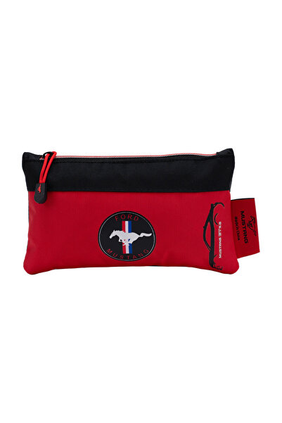 Mustang حافظة أقلام ماركة PENCIL CASE باللون الأحمر