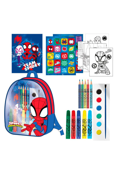 SPIDERMAN Σακίδιο νηπιαγωγείου με είδη ζωγραφικής, 23x22x7 εκ. Διαφανές