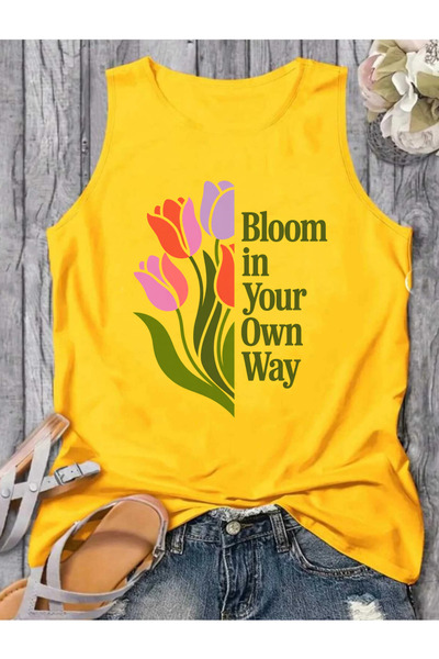 SUNFREE LALE Εμπριμέ μπλουζάκι με λαιμόκοψη ποδηλάτου, αμάνικο, καλοκαιρινό, ...